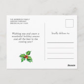 Festive Holly Berry Merry Kerstfeestdag FOTO Briefkaart (Achterkant)