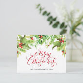 Festive Holly Berry Mistletoe kerstgroet H Feestdagenkaart (Staand voorkant)