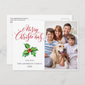 Festive Holly Berry PHOTO kerstgroet Feestdagenkaart (Voorkant / Achterkant)