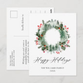 Festive Holly Berry Pine Forest Wreater Kerstmis Briefkaart (Voorkant / Achterkant)