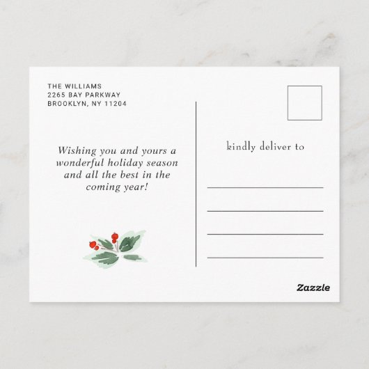 Festive Holly Berry Pine Forest Wreater Kerstmis Briefkaart (Achterkant)