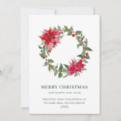 Festive Holly Berry Poinsettia kerst Corporate Feestdagenkaart (Voorkant)