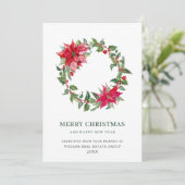 Festive Holly Berry Poinsettia kerst Corporate Feestdagenkaart (Staand voorkant)