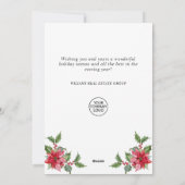 Festive Holly Berry Poinsettia kerst Corporate Feestdagenkaart (Achterkant)