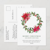Festive Holly Berry Poinsettia kerst Corporate Feestdagenkaart (Voorkant / Achterkant)