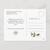 Festive Holly Berry Poinsettia kerst Corporate Feestdagenkaart (Achterkant)