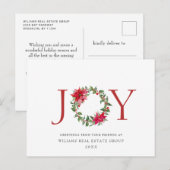 Festive Holly Berry Poinsettia kerst Corporate Feestdagenkaart (Voorkant / Achterkant)