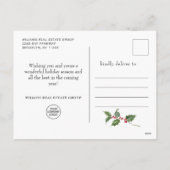 Festive Holly Berry Poinsettia kerst Corporate Feestdagenkaart (Achterkant)