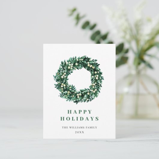 Festive Holly Berry Wreate Kerstfeestdag Briefkaart (Staand voorkant)