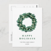 Festive Holly Berry Wreate Kerstfeestdag Briefkaart (Voorkant / Achterkant)