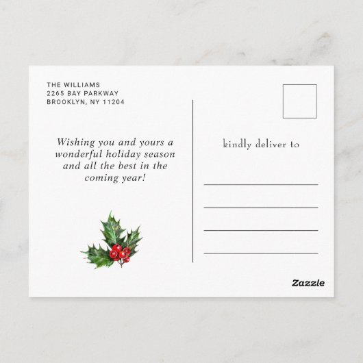 Festive Holly Berry Wreate Kerstfeestdag Briefkaart (Achterkant)