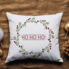 Festive Holly Berry Wreath Ho Ho Kerstmis Kussen