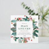 Festive Holly Berry Wreath kerstgroet Feestdagenkaart (Staand voorkant)