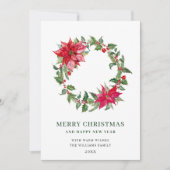 Festive Holly Berry Wreath kerstgroet Feestdagenkaart (Voorkant)