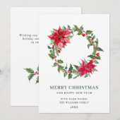 Festive Holly Berry Wreath kerstgroet Feestdagenkaart (Voorkant / Achterkant)