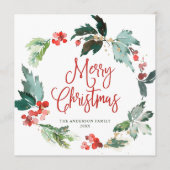 Festive Holly Berry Wreath kerstgroet Holi Feestdagenkaart (Voorkant)