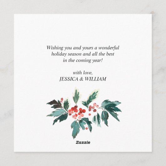 Festive Holly Berry Wreath kerstgroet Holi Feestdagenkaart (Achterkant)