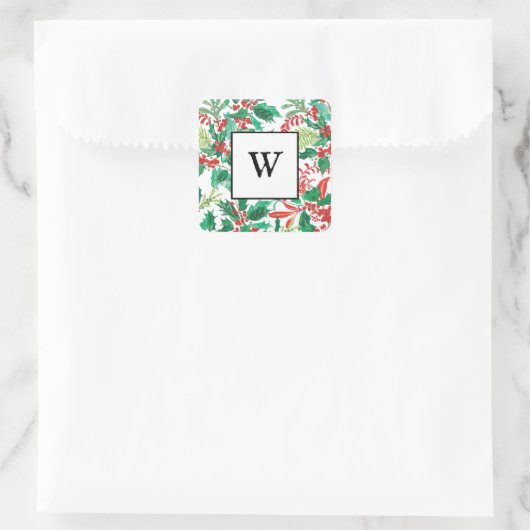 Festive Holly Christmas Monogram Sticker (Tas)