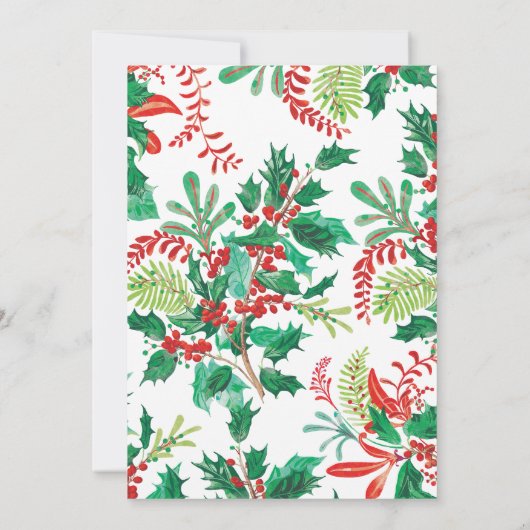 Festive Holly Christmas Red Green Party Invitation Kaart (Achterkant)