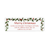Festive Holly Greenery Simple kerst Elegant Etiket (Voorkant)