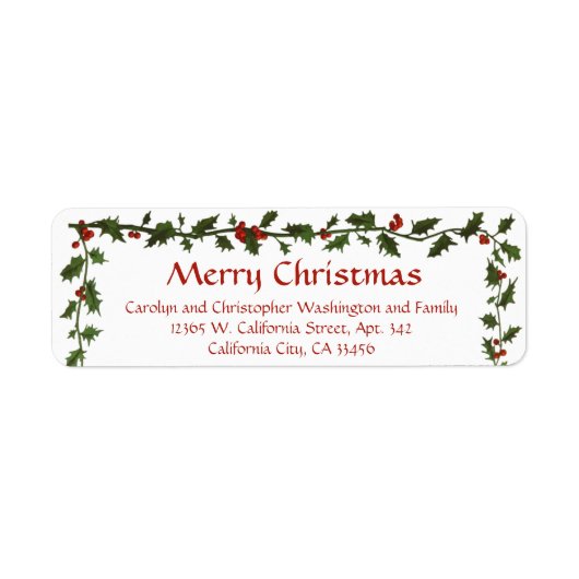 Festive Holly Greenery Simple kerst Elegant Etiket (Voorkant)