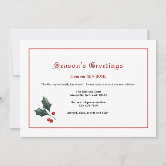 Festive Holly Holiday Moving Card Feestdagenkaart (Voorkant)