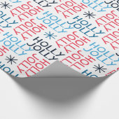 Festive Holly Jolly Red Blue Cadeaupapier (Hoek)