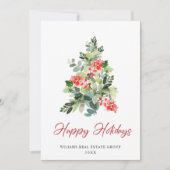 Festive Holly-kerstboom Corporate Greeting Feestdagenkaart (Voorkant)