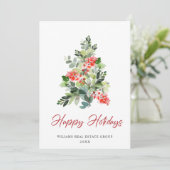 Festive Holly-kerstboom Corporate Greeting Feestdagenkaart (Staand voorkant)