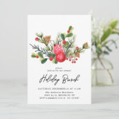 Festive Holly Kerstfeestay Brunch Uitnodiging (Staand voorkant)