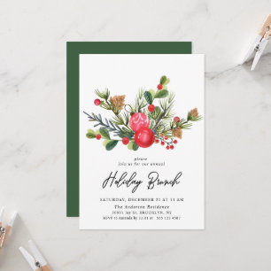 Festive Holly Kerstfeestay Brunch Uitnodiging