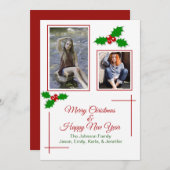 Festive Holly-kerstfotokaart Feestdagenkaart (Voorkant / Achterkant)