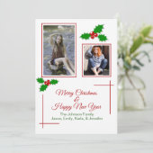 Festive Holly-kerstfotokaart Feestdagenkaart (Staand voorkant)