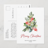 Festive Holly Kerstmis Boom Greeting Holiday Briefkaart (Voorkant / Achterkant)