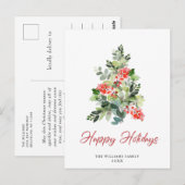 Festive Holly Kerstmis Boom Greeting Holiday Briefkaart (Voorkant / Achterkant)