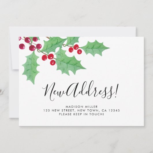 Festive Holly New Address Moving  Aankondiging (Voorkant)