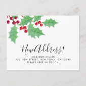 Festive Holly New Address Moving Aankondigingskaart (Voorkant)
