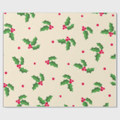 Festive Holly Pattern Cadeaupapier (Vlak)