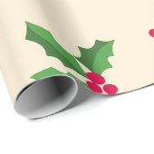 Festive Holly Pattern Cadeaupapier (Rol Hoek)