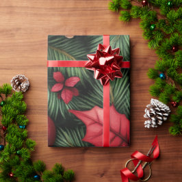 Festive Holly & Pine Christmas Wrapping Paper Cadeaupapier