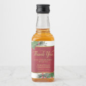 Festive Holly & Pine Thank You Wedding Mini Likeurfles Etiket (Voorkant)