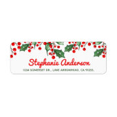 Festive Holly Return-adreslabel Etiket (Voorkant)