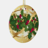 Festive Holly Ribbon — Elegant Christmas Design Keramisch Ornament (Rechts)