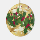 Festive Holly Ribbon — Elegant Christmas Design Keramisch Ornament (Links)