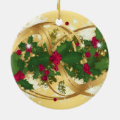 Festive Holly Ribbon — Elegant Christmas Design Keramisch Ornament (Achterkant)