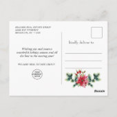 Festive Holly WreatCorporate Kerstfeestdag Briefkaart (Achterkant)