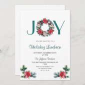 Festive Holly Wreate Kerstfeestdag Luncheon Kaart (Voorkant / Achterkant)