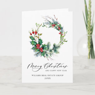 Festive Holly Wreater kerst Corporate Greeting Feestdagen Kaart