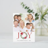 Festive Holly Wreater kerstgroet 3 FOTO Feestdagenkaart (Staand voorkant)