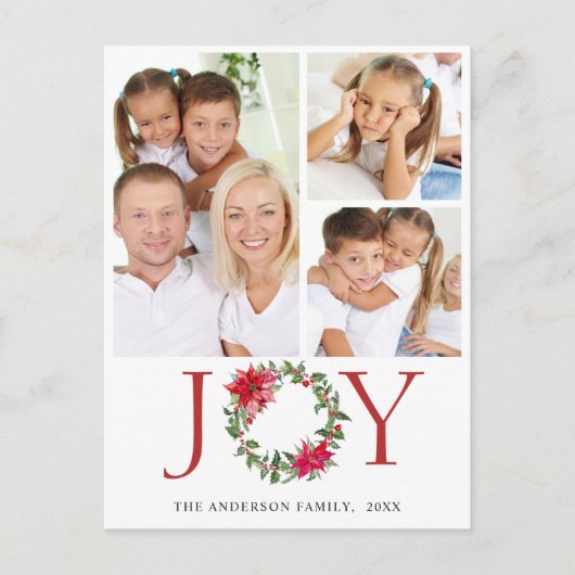 Festive Holly Wreater kerstgroet 3 FOTO Feestdagenkaart (Voorkant)